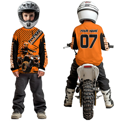 Orange ATV Racing Jersey Upf30+ Custom Motocross Jersey Men Women Extreme Riding Shirt for Kids MHT200