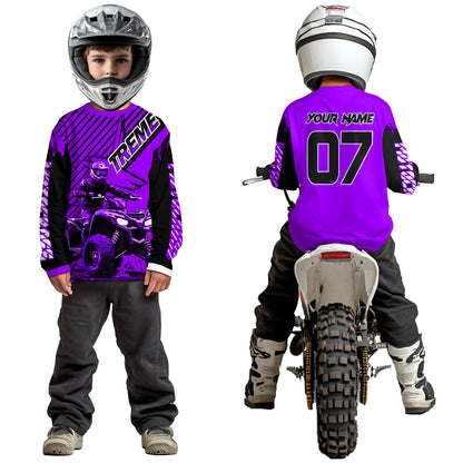 Purple ATV Racing Jersey Upf30+ Custom Motocross Jersey Men Women Extreme Riding Shirt for Kids MHT200
