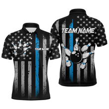 Load image into Gallery viewer, US Blue Flag Bowling Shirt for Men Custom Name Polo &amp; Quarter-Zip Bowling Jersey Bowling Team Shirt HNT23