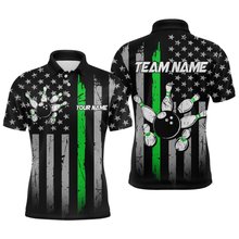 Load image into Gallery viewer, US Green Flag Bowling Shirt for Men Custom Name Polo &amp; Quarter-Zip Bowling Jersey Bowling Team Shirt HNT23