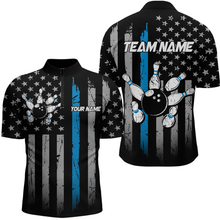Load image into Gallery viewer, US Blue Flag Bowling Shirt for Men Custom Name Polo &amp; Quarter-Zip Bowling Jersey Bowling Team Shirt HNT23