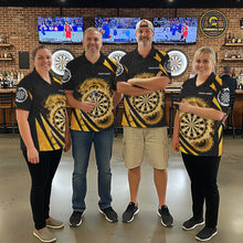 Load image into Gallery viewer, Gold Flames Dragon Dartboard Women Darts Polo Shirt Custom Dragon Team Dart League Shirt NYN2068