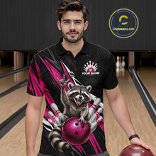 Load image into Gallery viewer, Custom Pink Raccoon Bowling Jersey for Men Bowling Team Shirts Bowling Polo &amp; 1/4 Zip HNT254