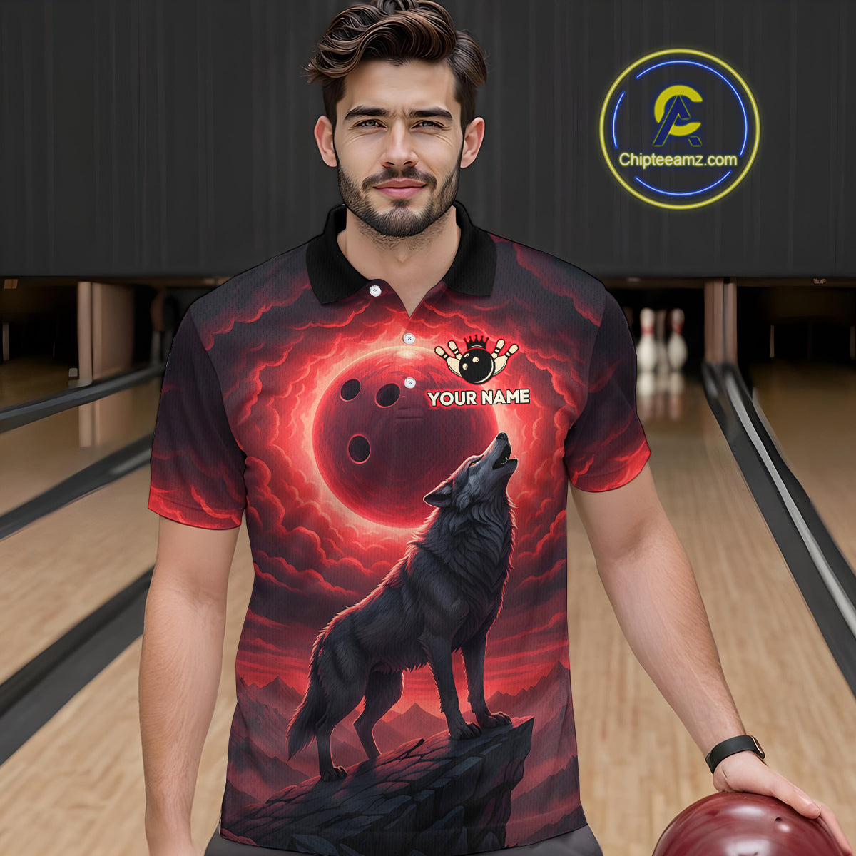 Wolf Bowling Shirts for Team Women Men Custom Bowling Jersey Bowl Polo&1/4 Zip MBL238