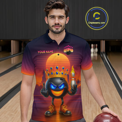 Custom Funny Bowling Jersey for Men Bowling Uniform Polo & 1/4 Zip Bowling Team Shirts HNT129