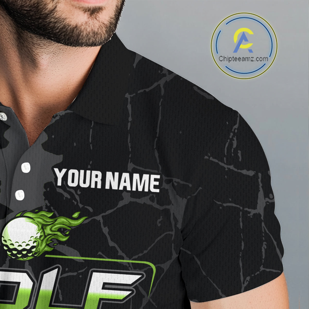 Black Camo Mens golf polo shirts custom golf attire for mens, golfing gifts | Green NQS9995