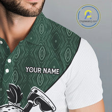 Load image into Gallery viewer, Green White Funny Golf Ball Pattern Mens Golf Polo Shirts Custom Golf Outfits Men, Green Golf Tops NHT784