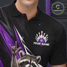 Load image into Gallery viewer, Custom Purple Raccoon Bowling Jersey for Men Bowling Team Shirts Bowling Polo &amp; 1/4 Zip HNT254
