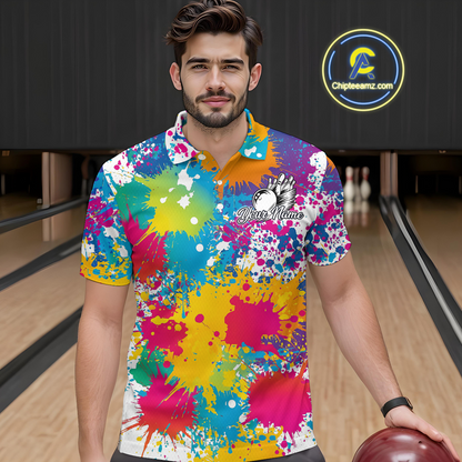Custom Colorful Bowling Men Shirts Bowling Uniform Polo & 1/4 Zip Bowling Team Jerseys HNT104