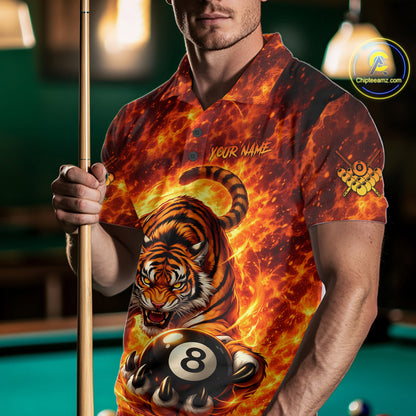 Red Flames Wolf Claw Hold 8 Ball 3D Unique Billiard Shirt For Men Personalized Pool Balls Shirts NYN2651