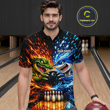 Load image into Gallery viewer, Custom Flame Shark and Alligator Bowling Jersey for Men Bowling Uniform Bowling Team Shirts HNT248
