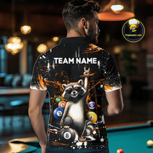 Load image into Gallery viewer, Custom Orange Funny Raccoon Billiard Shirt for Men 8 Ball Pool Billiard Jersey Polo &amp; 1/4-Zip BHT5