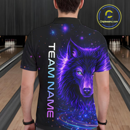 Custom Galaxy Wolf Bowling Jersey for Men Bowling Uniform Polo &1/4 Zip Bowling Team Shirts HNT251