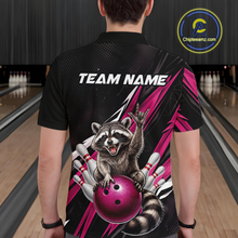 Load image into Gallery viewer, Custom Pink Raccoon Bowling Jersey for Men Bowling Team Shirts Bowling Polo &amp; 1/4 Zip HNT254
