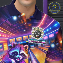 Load image into Gallery viewer, Funny Raccoon Bowling for Men Custom Bowling League Jersey Polo &amp; 1/4-Zip Bowling Outfit QZT903