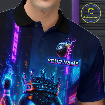Custom Neon Lightning Bowling Shirt Funny Men Bowling Team Jersey Polo & 1/4-Zip Bowling Outfit QZT740