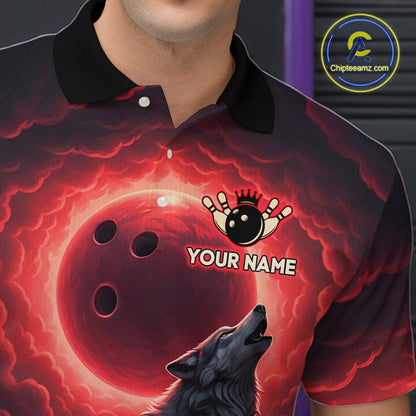 Wolf Bowling Shirts for Team Women Men Custom Bowling Jersey Bowl Polo&1/4 Zip MBL238