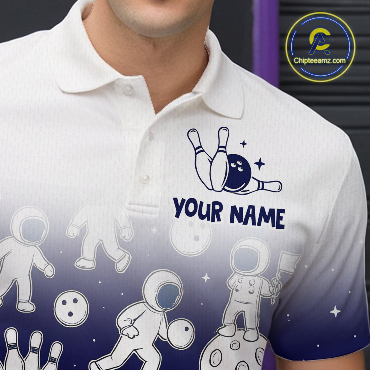 Astronaut Bowling Shirts for Men Women Team Bowling Polo & Quarter Zip Shirts MBL153