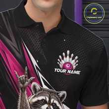 Load image into Gallery viewer, Custom Pink Raccoon Bowling Jersey for Men Bowling Team Shirts Bowling Polo &amp; 1/4 Zip HNT254