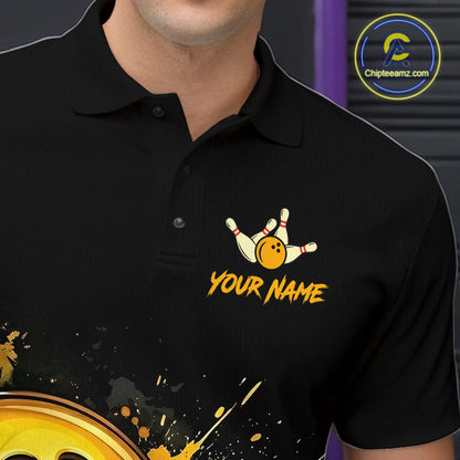 Custom Black & Gold Bowling Shirt for Men Bowling Team Jersey Bowling Outfit Polo & Quarter-Zip QZT988