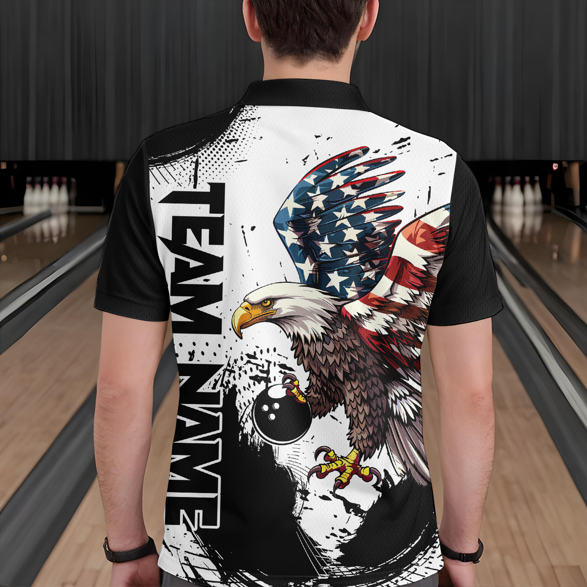 Personalized Eagle Bowling Shirts Patriotic Bowling Jersey for Men Polo Shirt QZT307