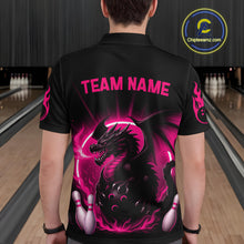 Load image into Gallery viewer, Pink Flame Dragon Bowling Shirt Custom Strike Bowling Team Jersey for Men Uniform QZT726