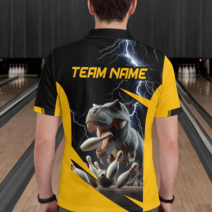 Yellow & Black Thunder Bowling Shirts Custom Bowling Polo Jersey for Men Women QZT669