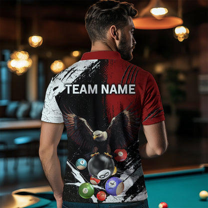 Eagle Custom Red Billiard Team Shirts For Men Bowling League Polo & 1/4 Zip Shirt NNT20