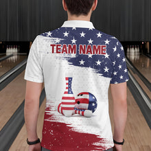 Load image into Gallery viewer, American Flag Bowling Polo Shirt Custom Bowling Jersey for Men Bowling Team League QZT52
