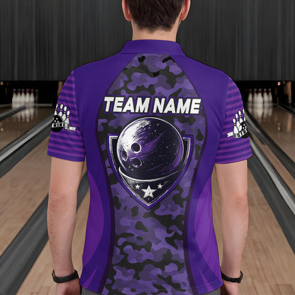 Personalized Camo Bowling Jersey Men Bowling Team Shirt Custom Bowling Polo Shirt BDT327
