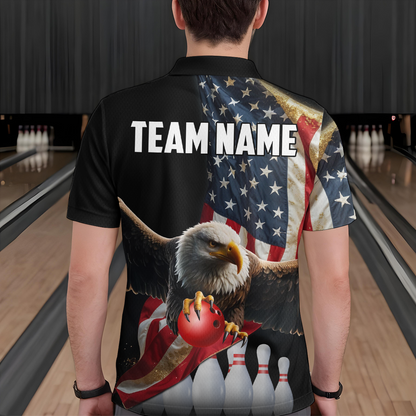 Custom Eagle Bowling Team Jersey American Bowling Polo Shirt for Men Women QZT636