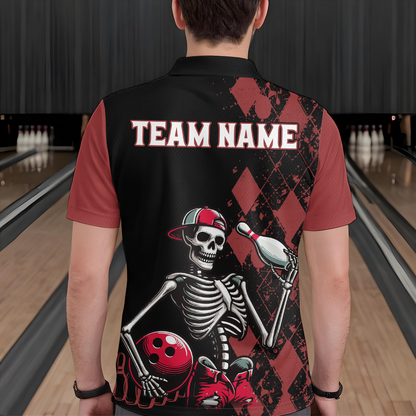 Custom Bowling Polo Shirt for Men Women Skull Bowling Jersey Bowling Team League QZT47-6
