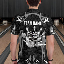 Load image into Gallery viewer, Skull Bowling Shirt for Men Personalized Patriotic Bowling Team Jersey Shirts Polo &amp; Quarter-Zip HNT32