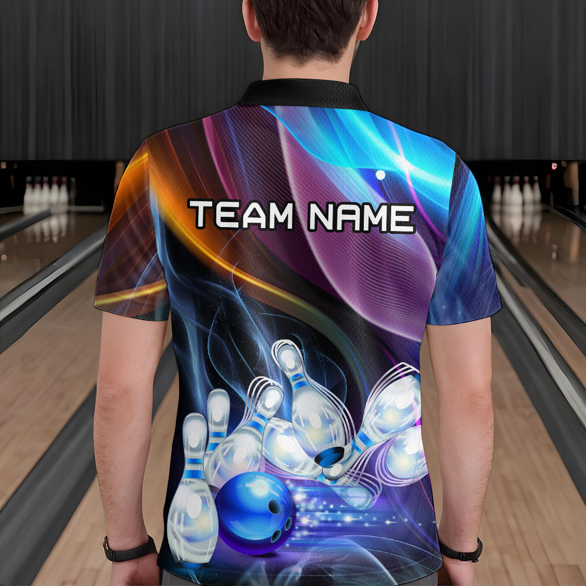 Custom Galaxy Bowling Jersey for Men Bowling Team Shirts Bowling Uniform Polo & 1/4 Zip HNT157