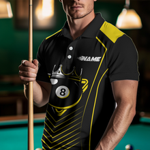 Load image into Gallery viewer, Customized Yellow 8 Ball Pool Crown Men's Billiard Shirts, Billiard Team Shirts Polo &amp; 1/4 Zip Shirts NNT37