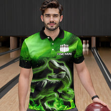 Load image into Gallery viewer, Personalized Green Dinosaur Bowling Shirt Bowling Polo Team League for Men Women QZT666