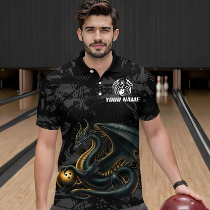 Dragon Bowling Team Shirt Custom Dragon Bowling Jersey Polo Bowling Performance QZT640