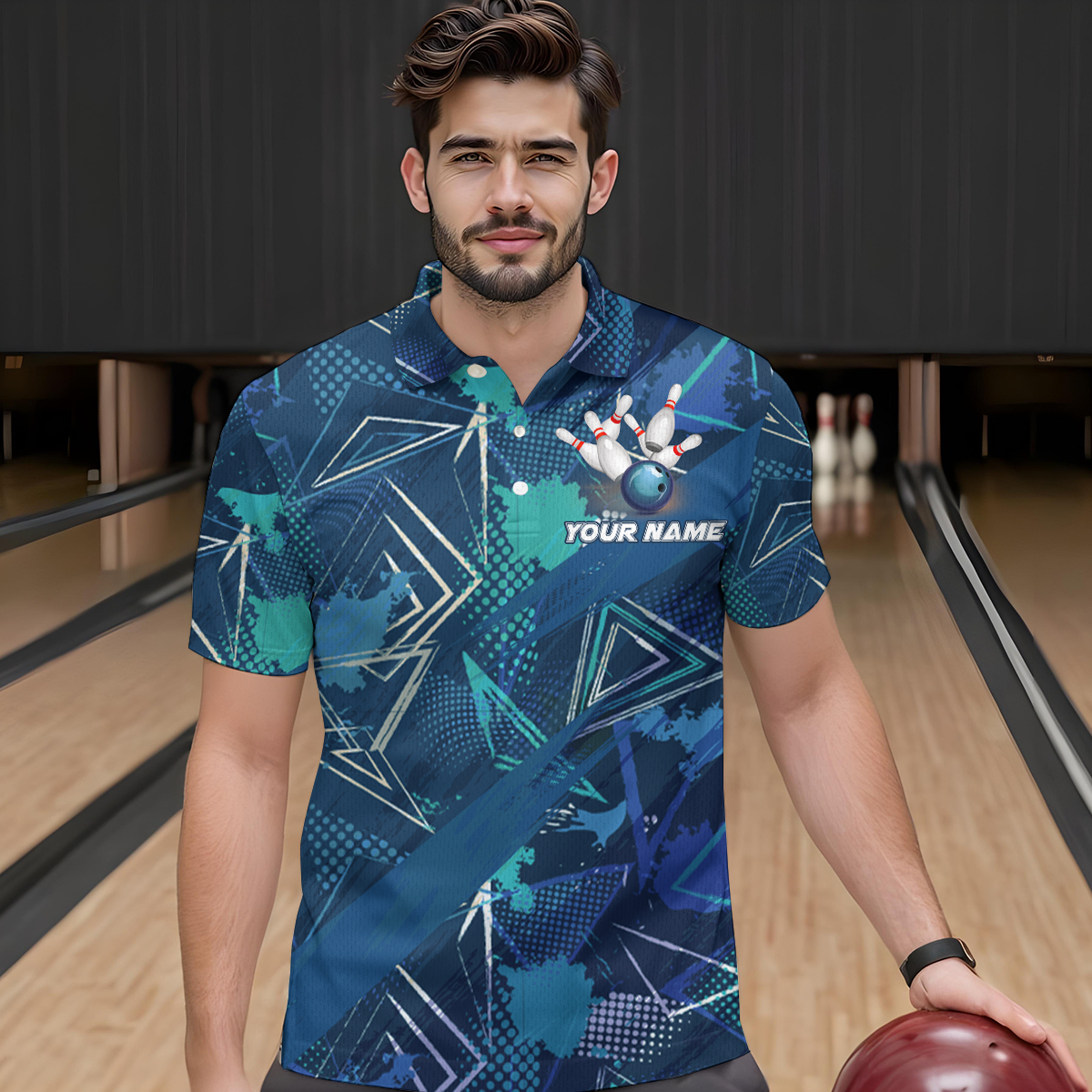 Blue Bowling Shirt Custom Bowling Jersey for Men & Women Flame Bowling Shirt for Bowlers MBL55