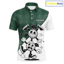 Load image into Gallery viewer, Green White Funny Golf Ball Pattern Mens Golf Polo Shirts Custom Golf Outfits Men, Green Golf Tops NHT784