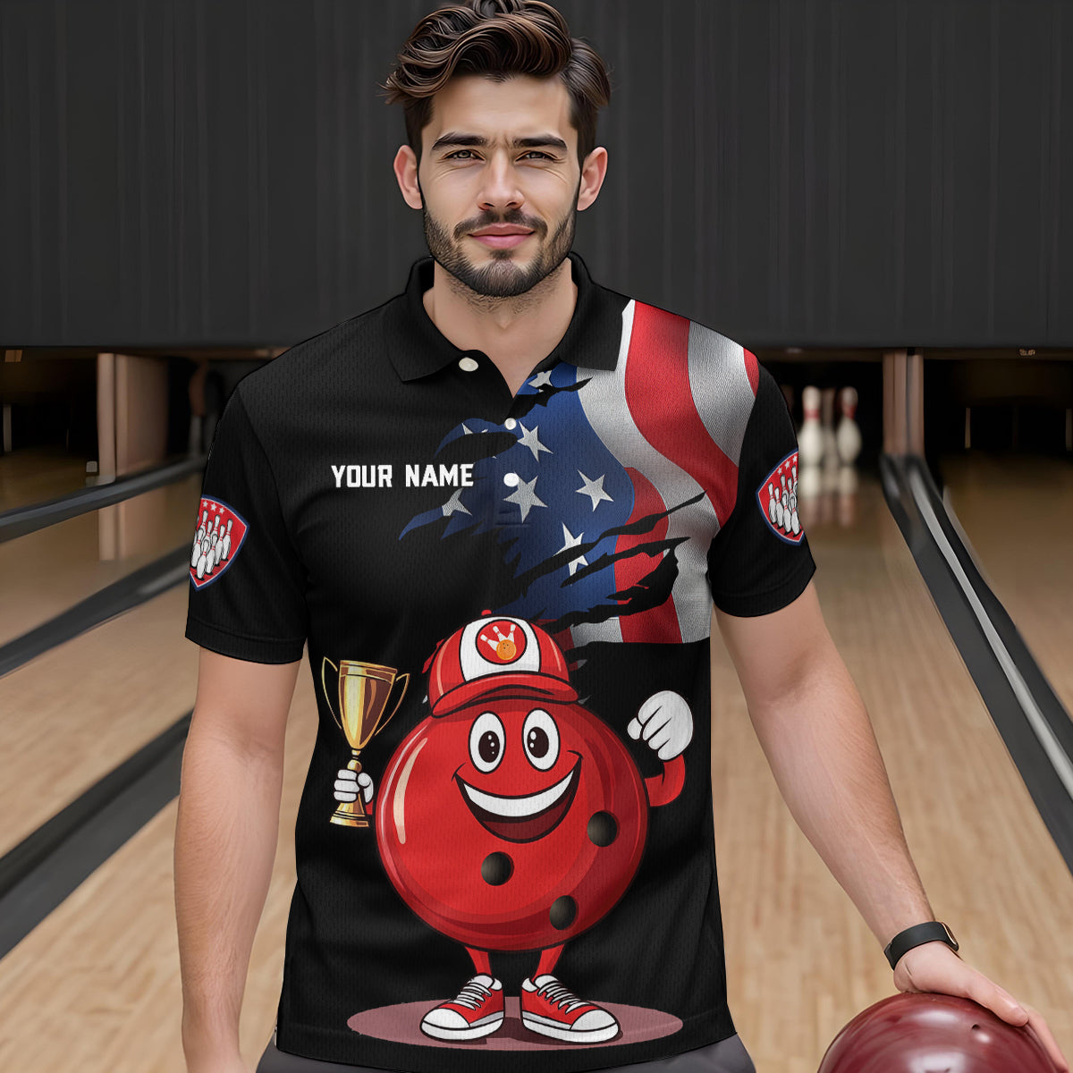 Custom Funny Bowling Jersey for Men Bowling Team Shirts Bowling Uniform Polo & 1/4 Zip HNT159