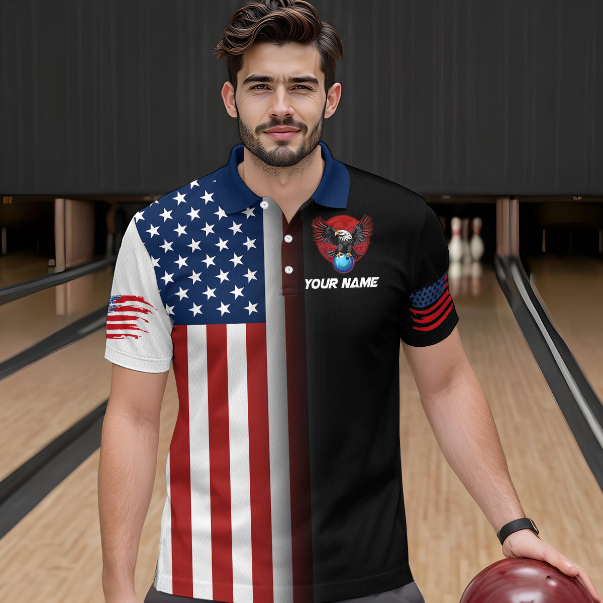 Eagle Bowling Shirt Custom American Bowling Shirts Women Men Patriotic Bowling Shirt MBL05