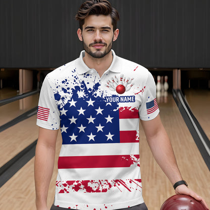 Patriotic Bowling Shirt Custom American Flag Bowling Shirts for Women Men Polo&1/4 Zip MBL07