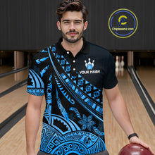 Load image into Gallery viewer, Blue Vintage Bowling Custom Men Bowling Shirt Polo &amp; Quarter-Zip Bowling Team Jerseys HNT69
