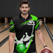 Load image into Gallery viewer, Green Bowling Shirts for Men and Women Bowling Shirt Team Bowling Polo &amp; 1/4 Zip Shirt MBL36