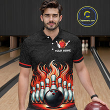 Load image into Gallery viewer, Flame Bowling Custom Men Bowling Shirt Polo &amp; Quarter-Zip Bowling Team Jerseys HNT56