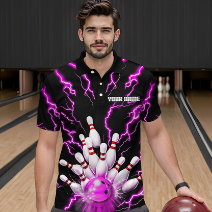 Thunder Lightning Pink Bowling Shirt Custom Bowling Jersey for Men Women Team MBL66