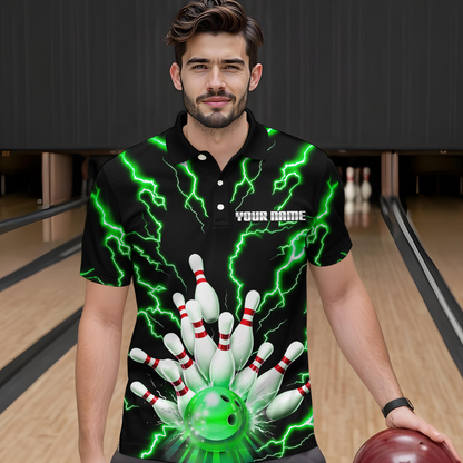 Thunder Lightning Green Bowling Shirt Custom Bowling Jersey for Men Women Team MBL66