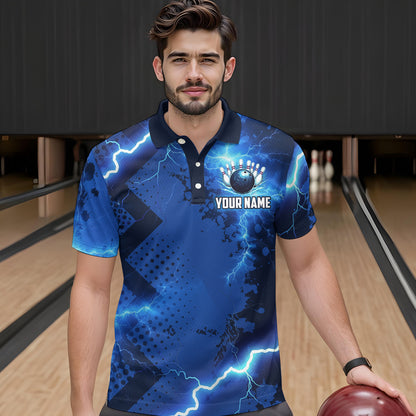 Thunder Lightning Bowling Shirt Blue Bowling Jersey Men Women Team Bowling Shirts MBL64
