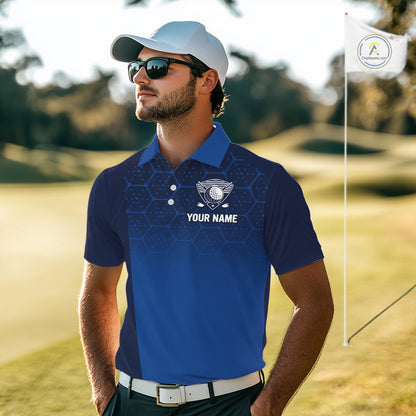 Blue Pattern Mens Golf polo shirts custom Team name golf outfit for men, unique golf gifts NQS9874