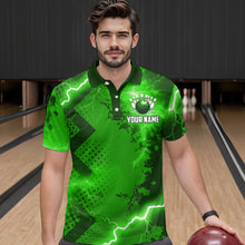 Load image into Gallery viewer, Thunder Lightning Bowling Shirt Green Bowling Jersey Men Women Team Bowling Shirts MBL64